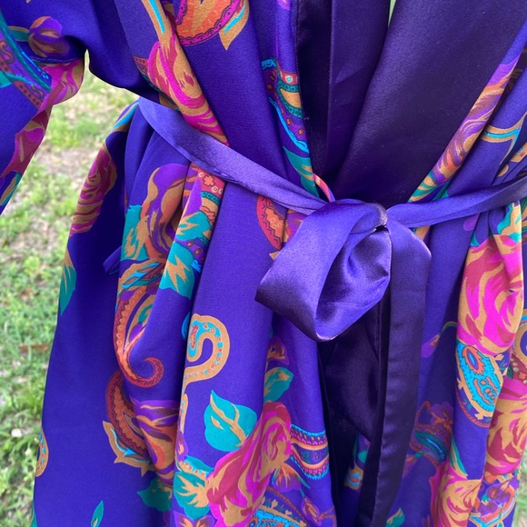 Victoria's Secret Vintage Gold Label Purple Floral Robe women’s One Size - Picture 7 of 8